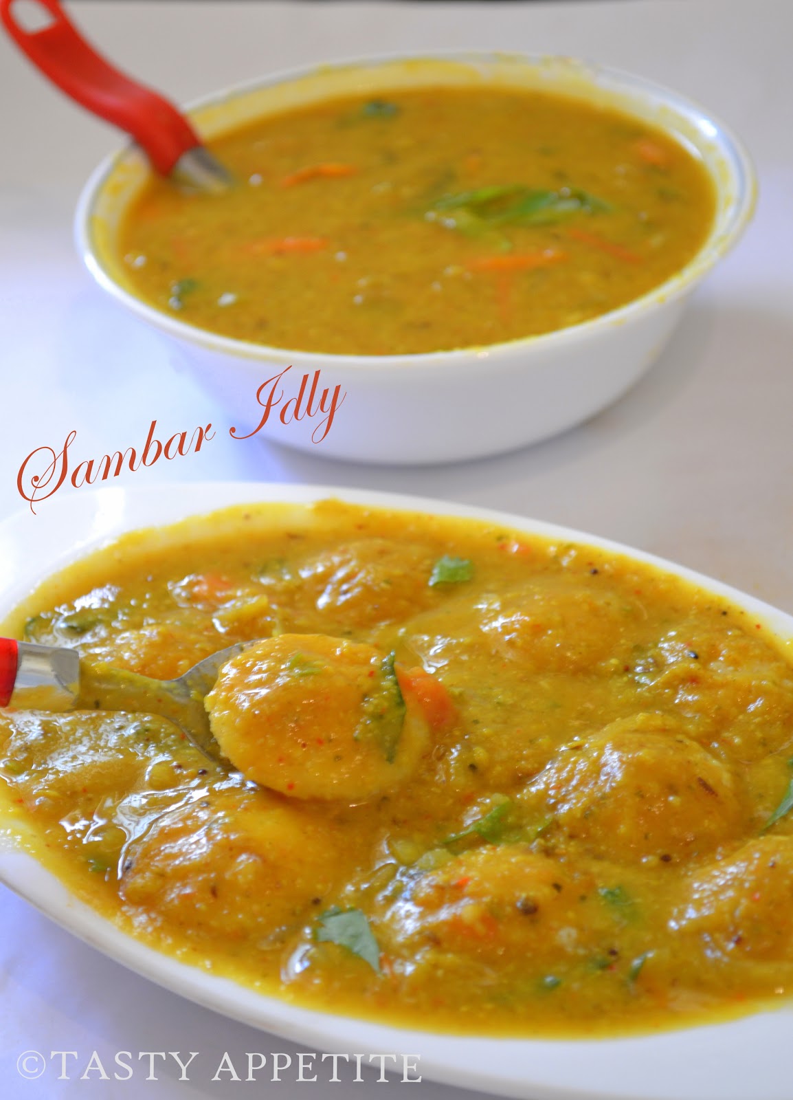 Sambar Idly / Mini Idly with Sambar / 14 Idlies: