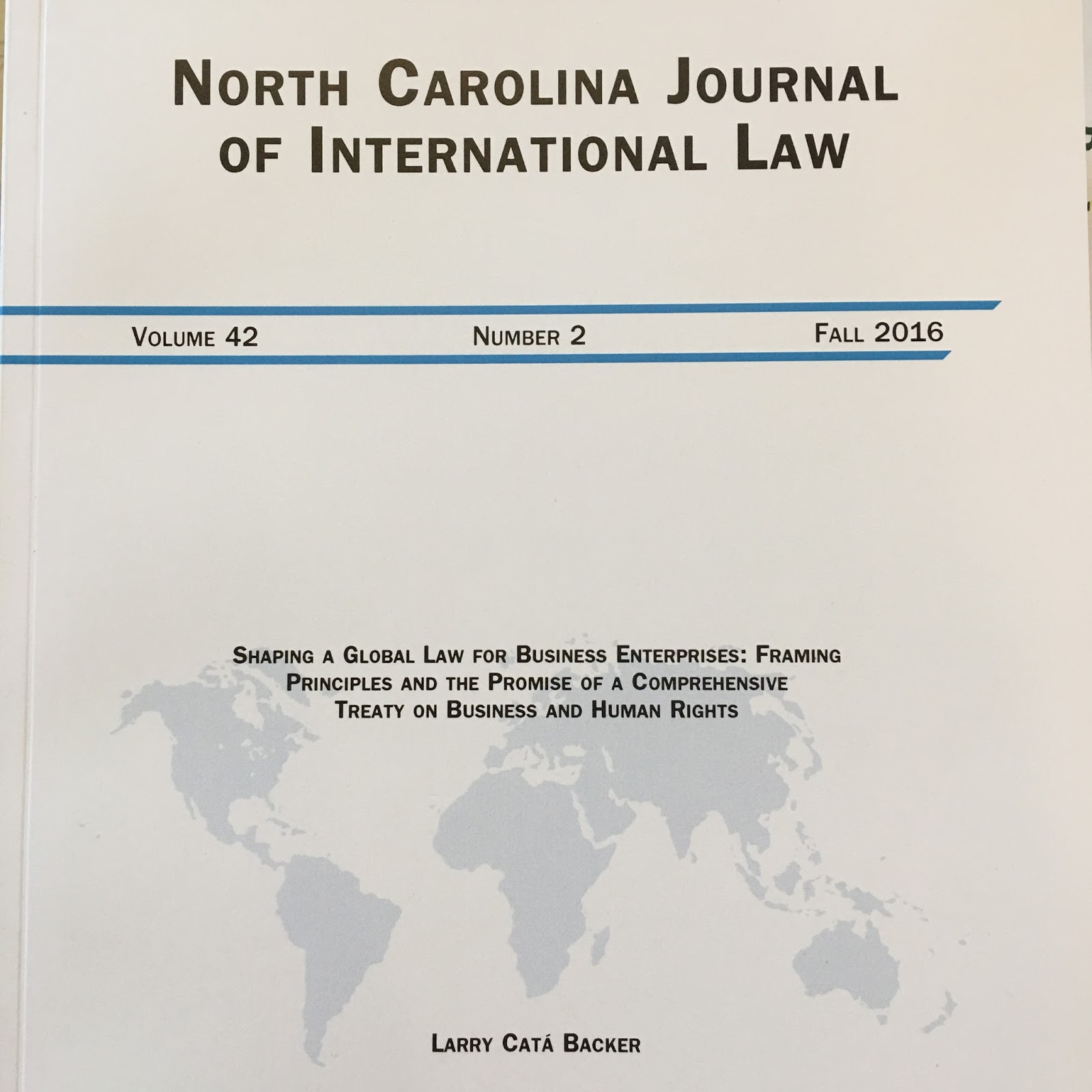 Law at the End of the Day Just Published "Shaping a Global Law for