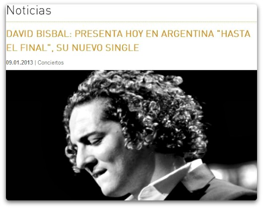 David Bisbal: presenta hoy en Argentina Hasta El Final, su nuevo single