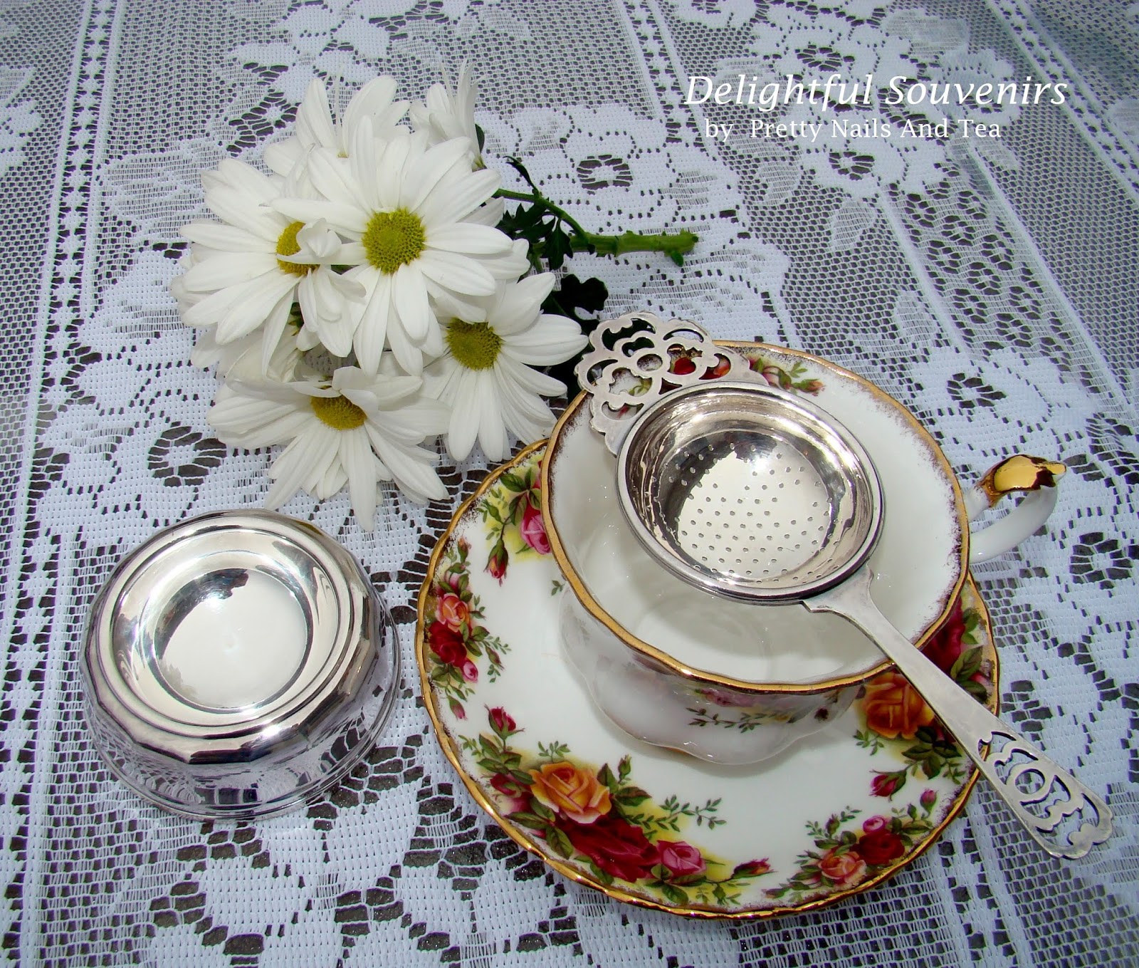 Pretty Nails and Tea Make My Eyes Pass On A Silver Plated Tea Strainer