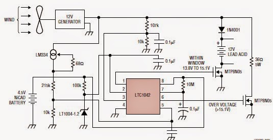 Electronic Project Wind Charger Using LTC1042 Circuit Diagram