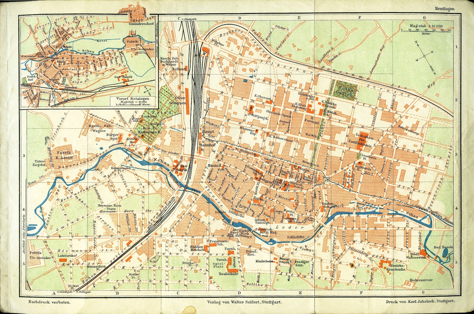 BILDERTANZ: Um 1910: Eine Stadtkarte von Reutlingen BILDERTANZ: Um 1910: Eine Stadtkarte von Reutlingen