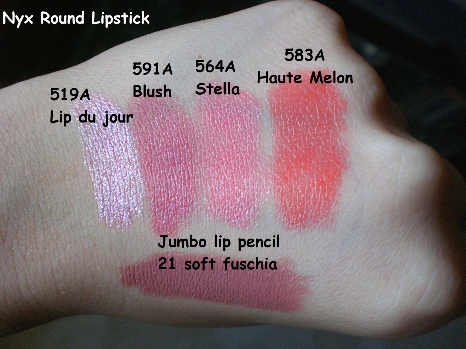 The taste of ink Nyx Round Lipstick swatches
