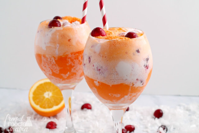 Fresh cranberries & oranges give a classic ice cream treat a festive holiday twist in these Cranberry Orange Creamsicle Floats.