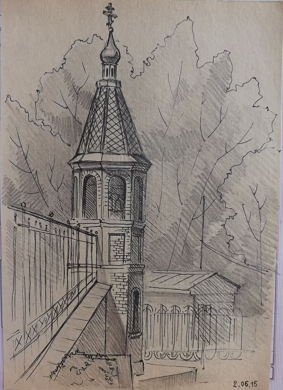 Нарисовать рязанский кремль карандашом