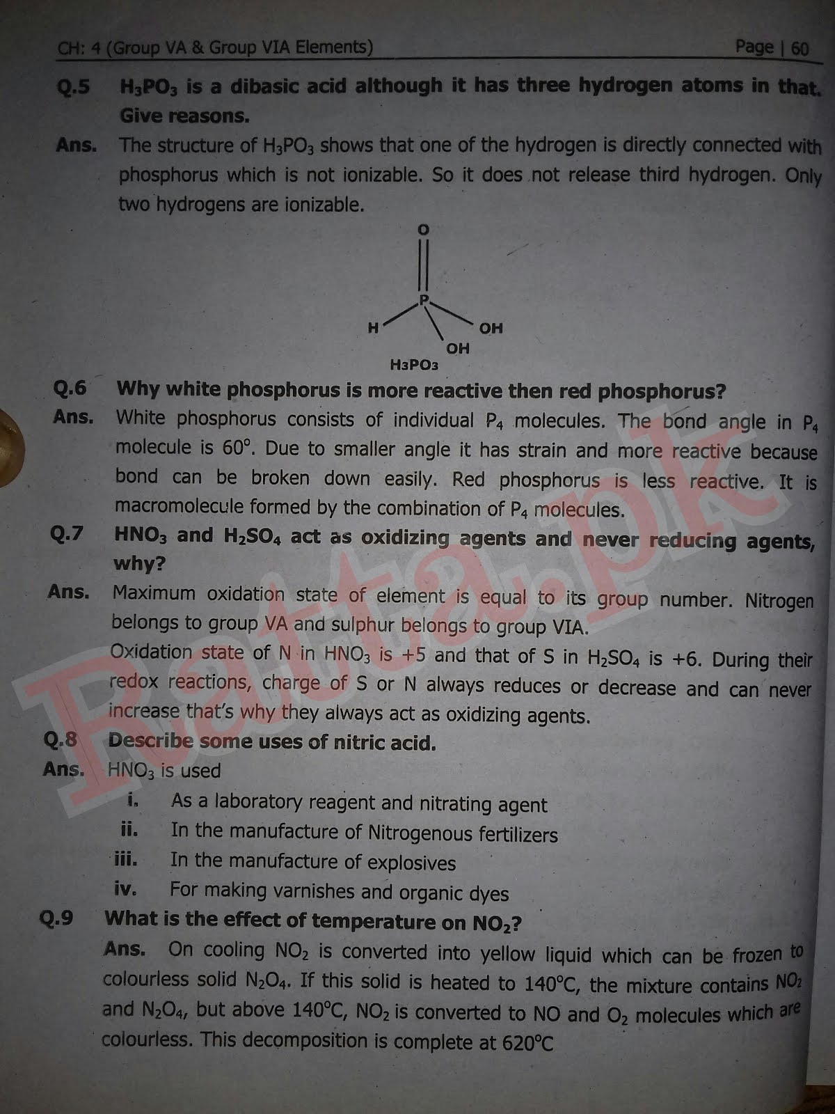 2nd Year Chemistry Chapter 4 Short Questions
