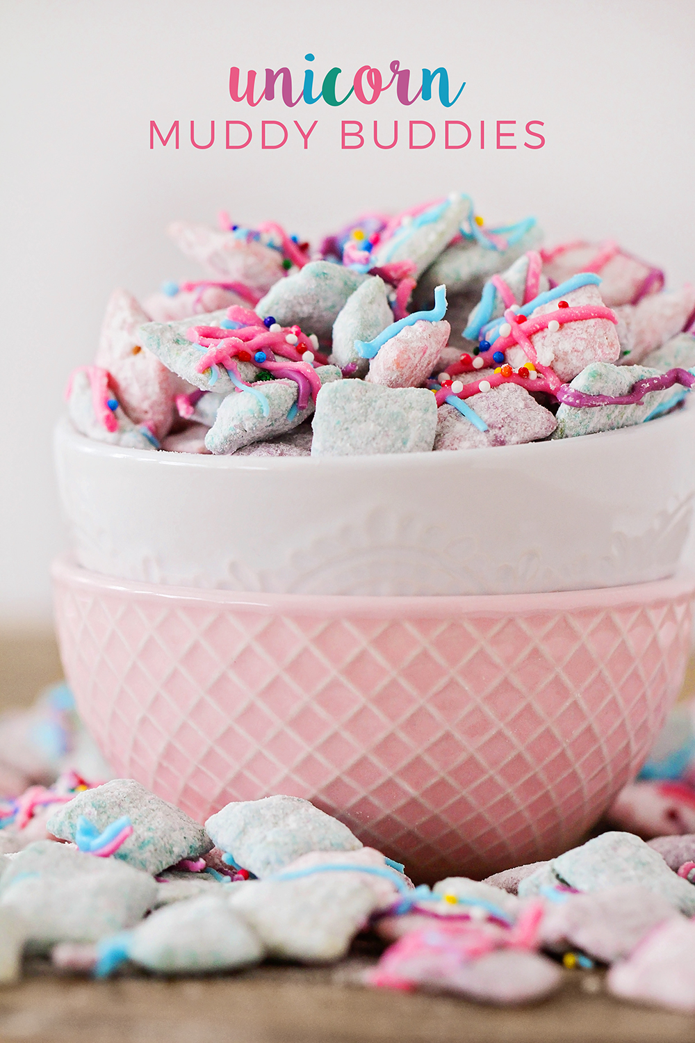 These unicorn muddy buddies are so whimsical and fun, and easy to make too! 