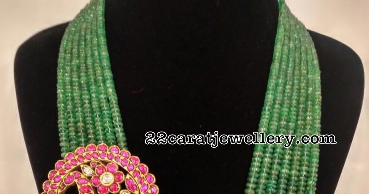 Multiple Strings Emerald Beads Set - Jewellery Designs