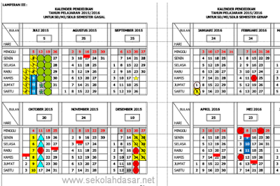 Kalender pendidikan tahun pelajaran 2015/2016