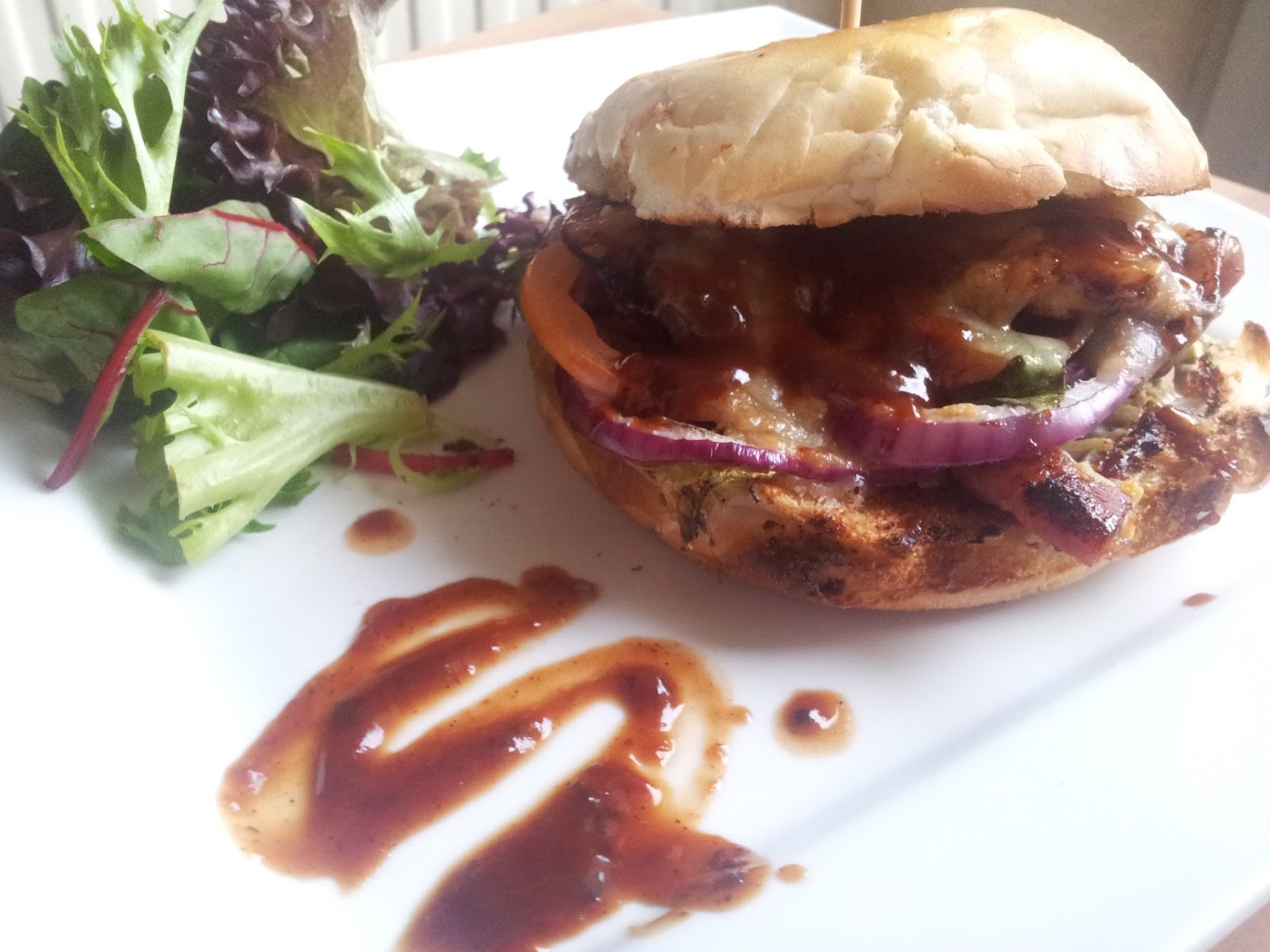 Aromas from Seetha's Kitchen Jerk Chicken Burger