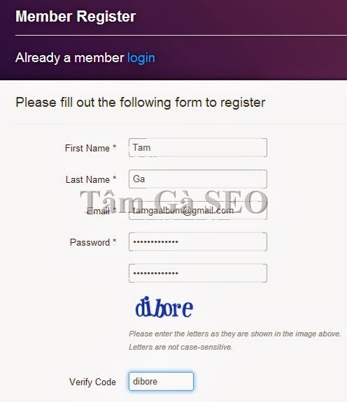 Traffboost member register form