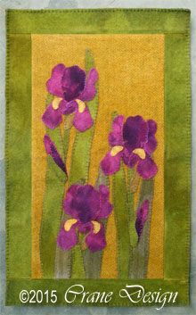 Iris Wool Applique Wallhanging 11" by 18"