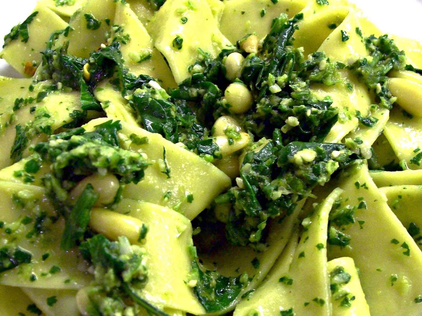red or green? Pasta with Cilantro, Jalapeno & Pinenuts
