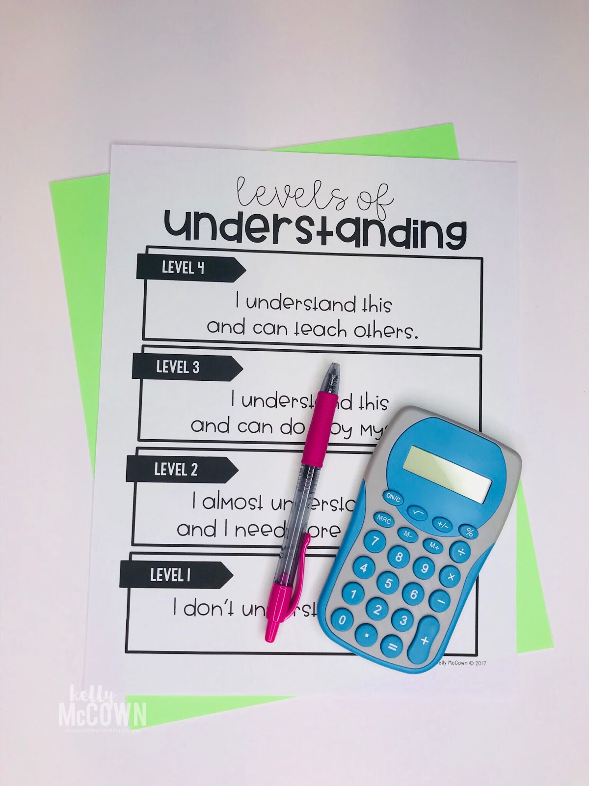 Kelly McCown: Math Exit Slips and Levels of Understanding Posters