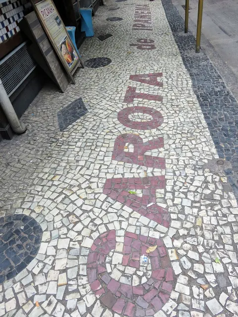 Tile sidewalk outside Garota de Ipanema in Rio de Janeiro Brazil