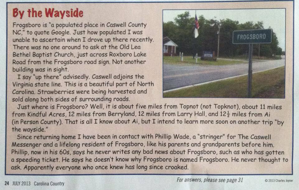 Caswell County North Carolina Frogsboro, Caswell County, North Carolina