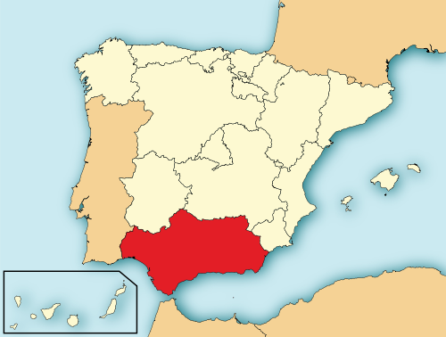 Location of Andalucía in Spain