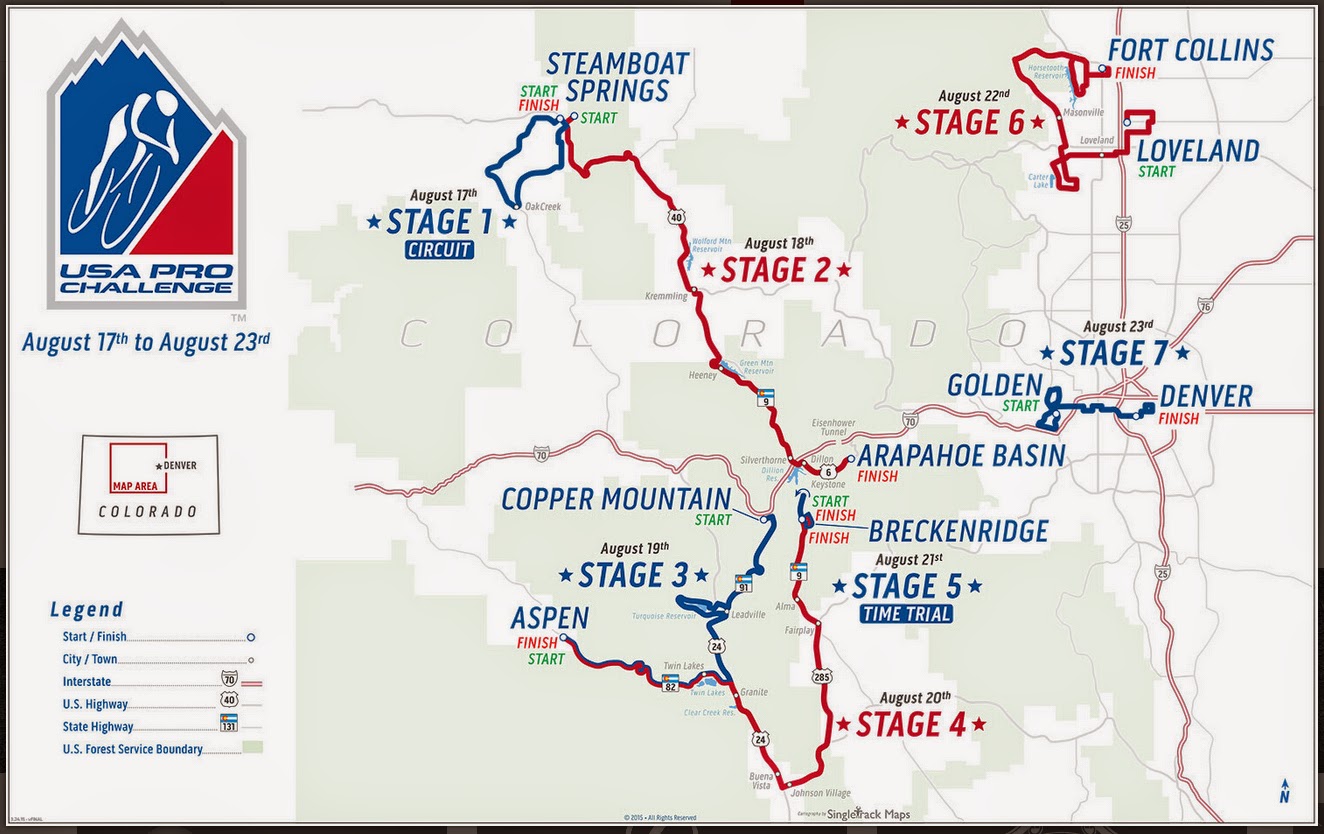 Map of 2015 USA Pro Challenge Colorado
