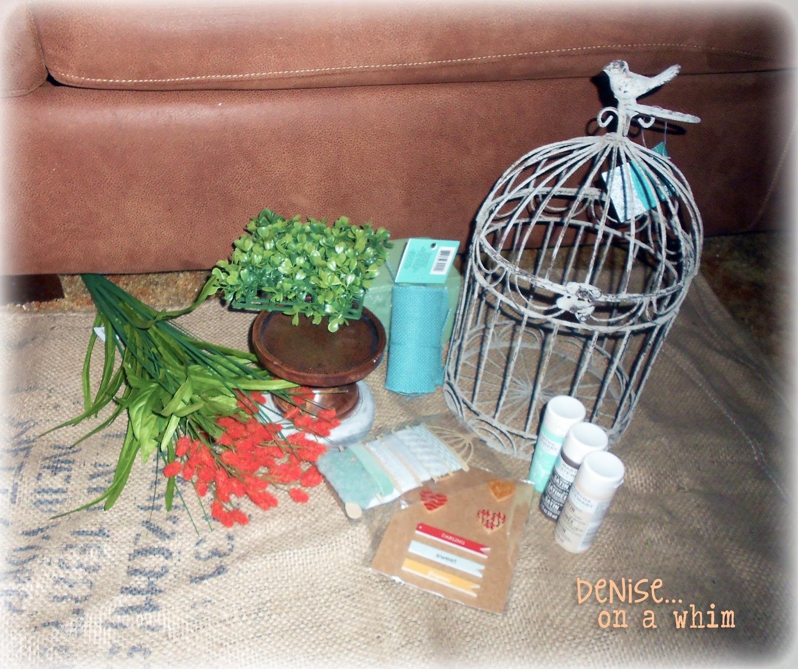 The Supplies for a Shabby Birdcage via http://deniseonawhim.blogspot.com