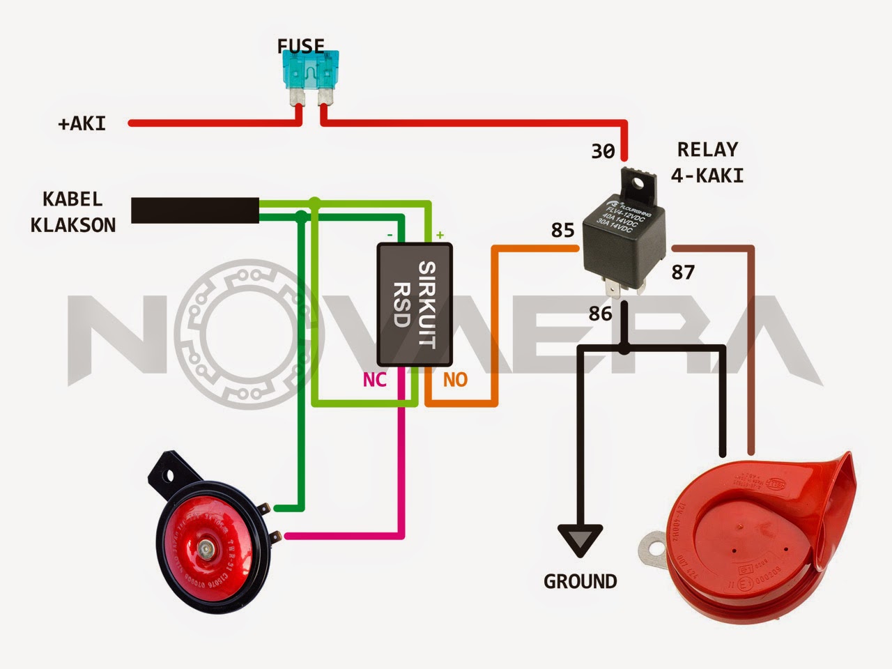 rangkaian klakson dengan relay | Seputar Info Tentang Otomotif