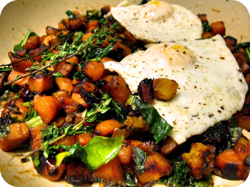 beFOODled Sweet potato and kale hash with fried egg