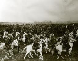 Panoramic photographb of Polish Cavalry in full charge ( before WW2)