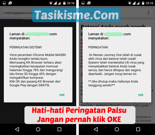 peringatan virus palsu di android