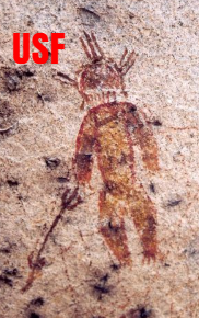 Cave painting of an Ancient Indian Alien in a spacesuit.