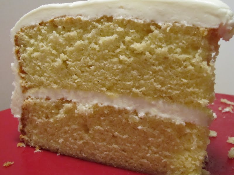 Jenn's Food Journey Vanilla Bean Cake with White Chocolate Frosting