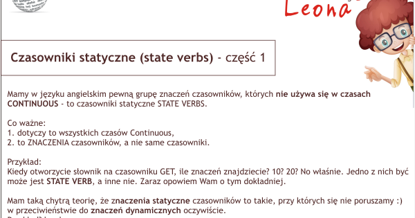 Czasowniki Statyczne I Dynamiczne Angielski - Gramatyka angielska według Leona : State verbs - kiedy czasowników nie