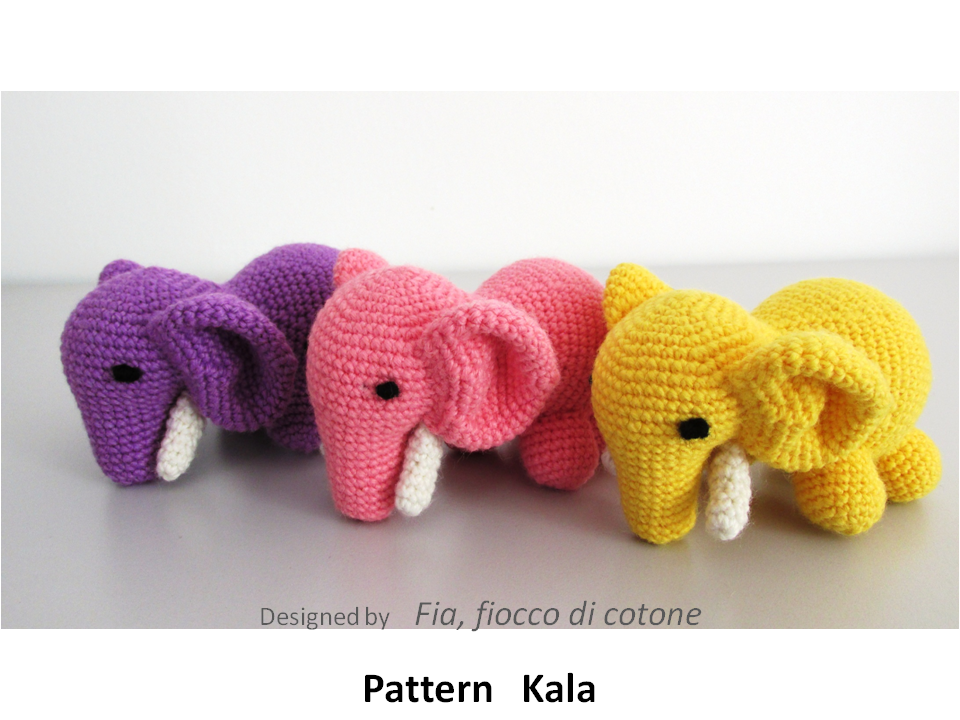 Fia, fiocco di cotone: pattern Kala , elephant amigurumi crochet