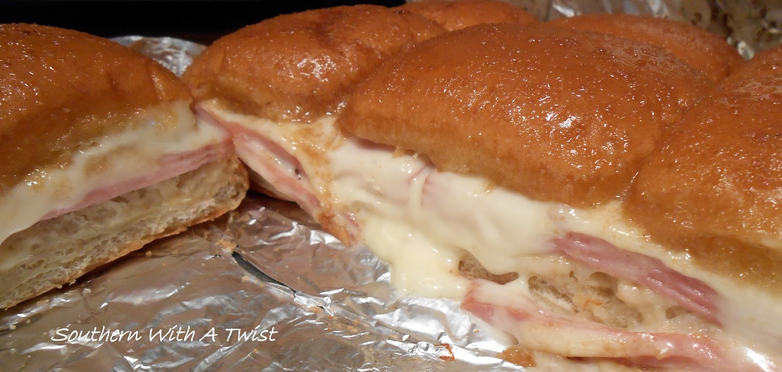 Southern With A Twist Hot Ham and Swiss Sandwiches