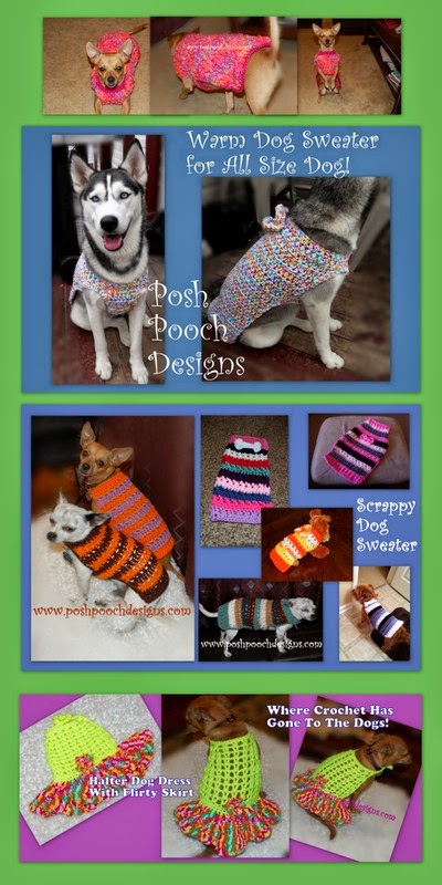 Posh Pooch Designs Dog Clothes: Dog Sweater Crochet patterns For Medium ...