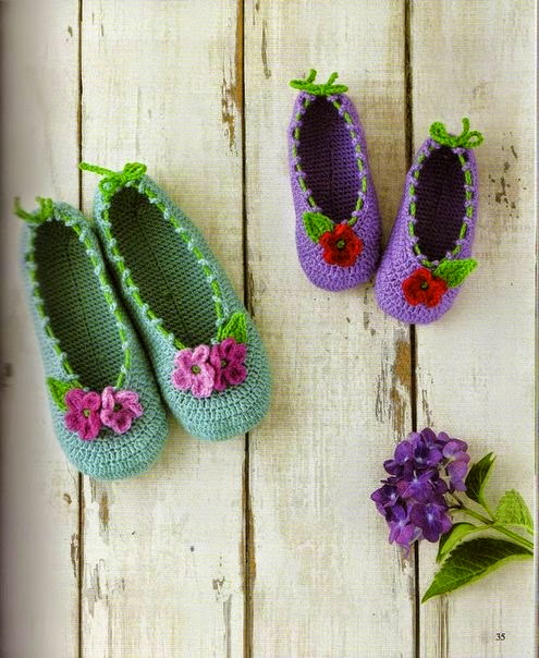 zapatos crochet con flores