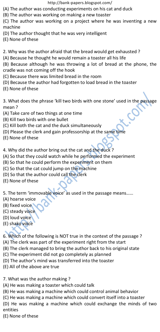 indian bank exam question paper