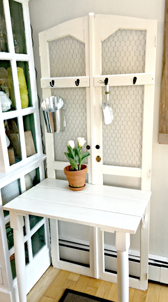 DIY Repurposed Antique Door Potting Bench Homeroad