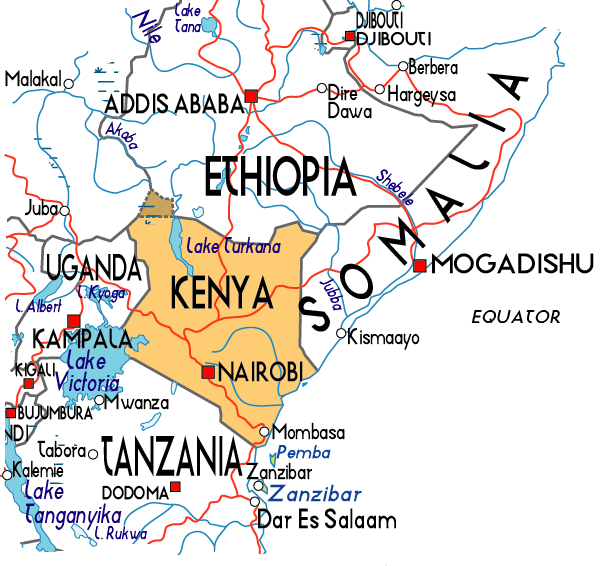 Map of Kenya Country Area | Map of Africa Country Regional Political