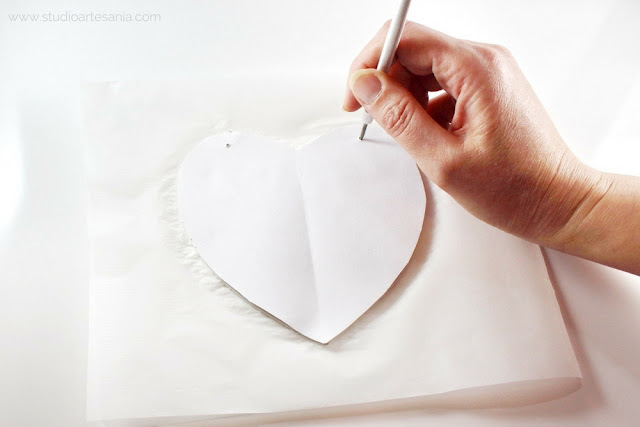DIY Striped gold and white heart