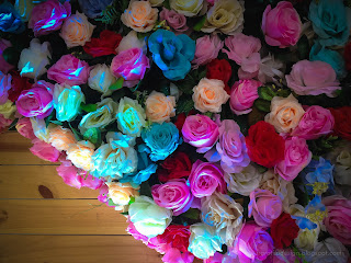 Sweet Roses Wedding Flowers Decorations On The Wall Of Wedding Stage At Tuka Village, Badung, Bali, Indonesia