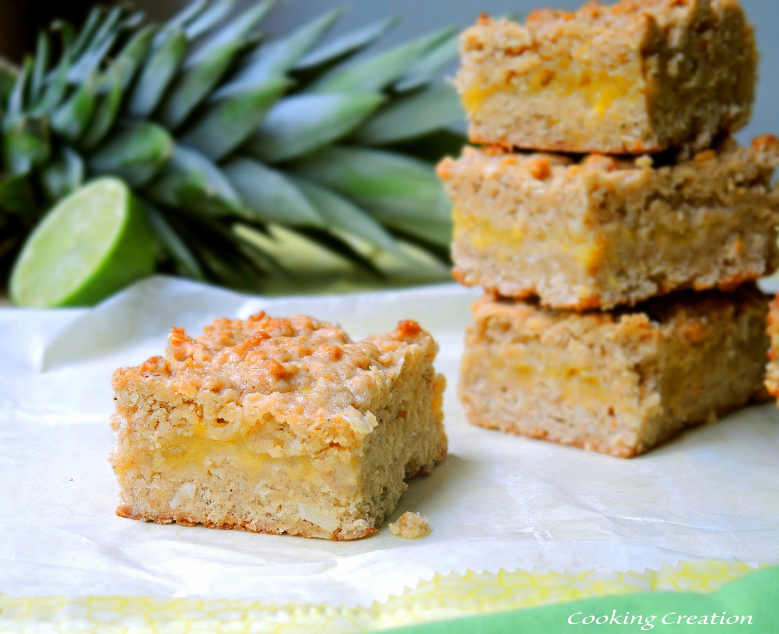 Cooking Creation Tropical Oat Bars with Pineapple & Coconut