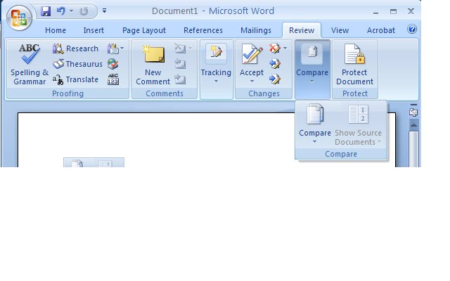 Network Girl Comparing Two Ms Office Word 2007 Documents