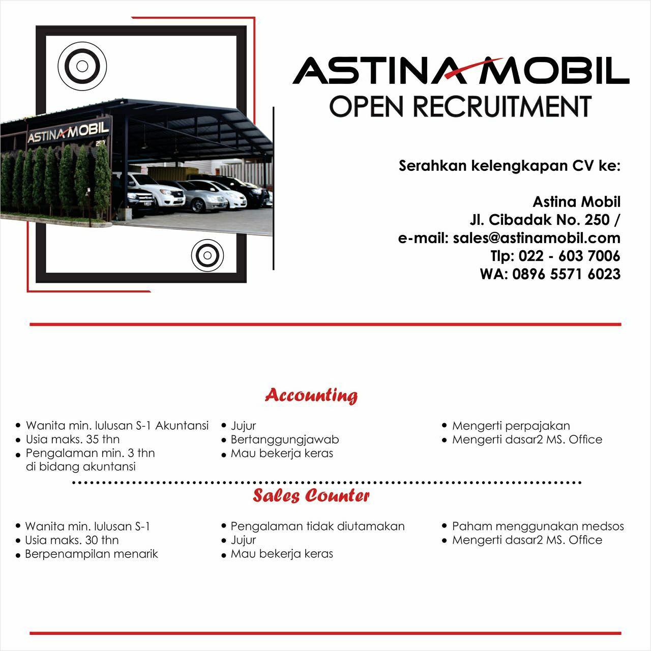 Lowongan Kerja Astina Mobil Bandung Desember 2017 - Info 