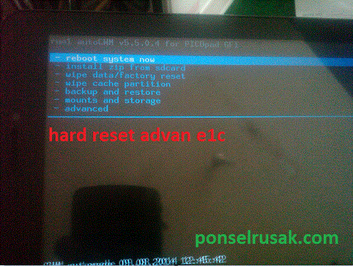 Untuk mengetahui tutorial lengkapnya cara hard reset advna vandroid maka dapat mengunjungi halaman ini.