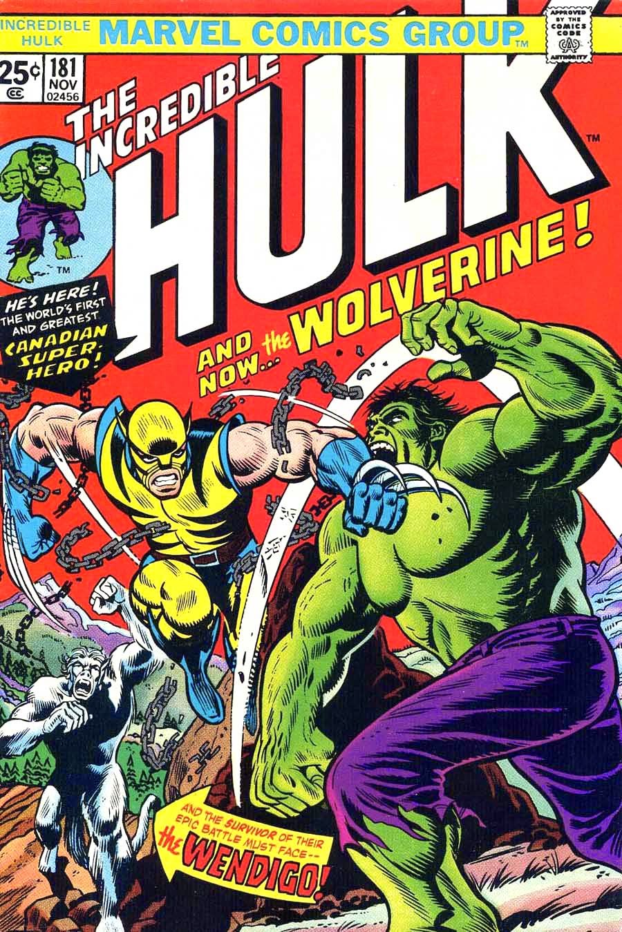 Incredible Hulk #181 marvel key issue 1970s bronze age comic book cover - 1st appearance Wolverine