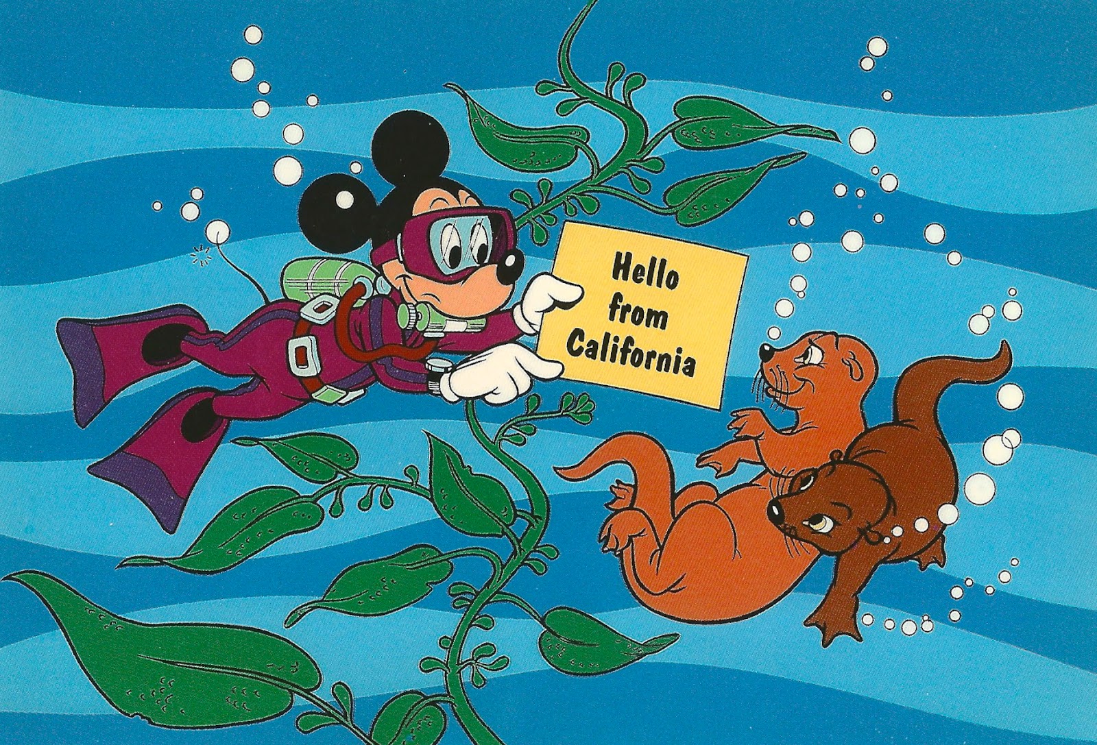 My Favorite Disney Postcards Mickey Mouse in Scuba Gear in California