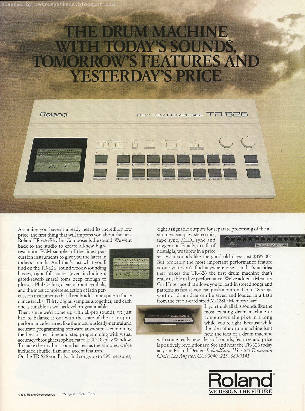 Retro Synth Ads: Roland TR-626 "The drum machine with today's sounds, tomorrow's features and