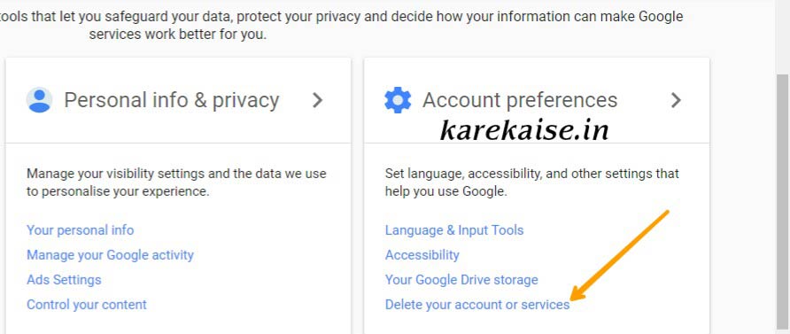 Delete your account or service par click kare
