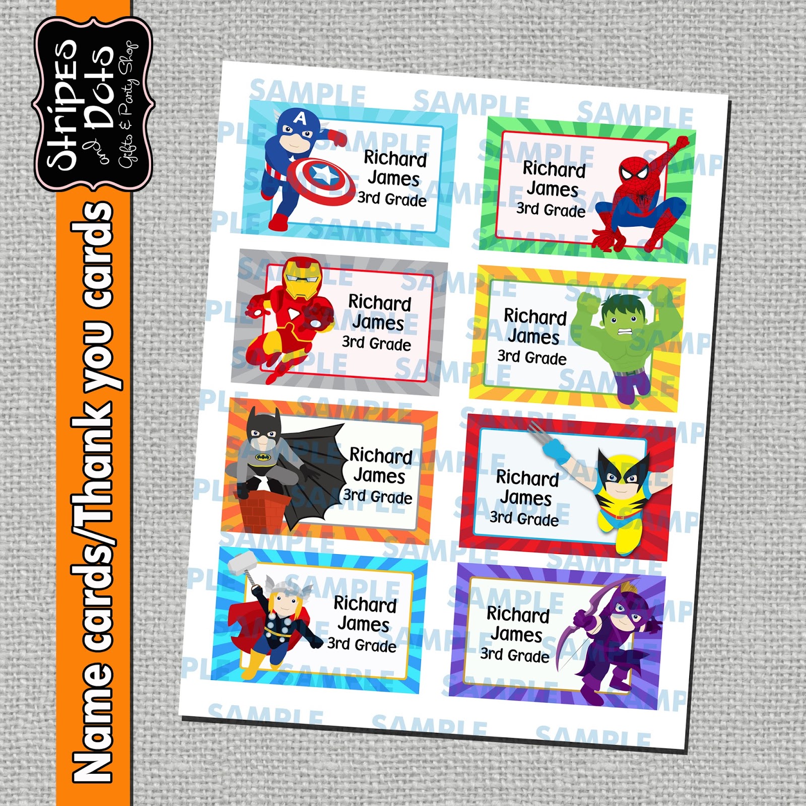 The Childrens Zone Digi Designs Avengers Labels Avengers Thank You Cards