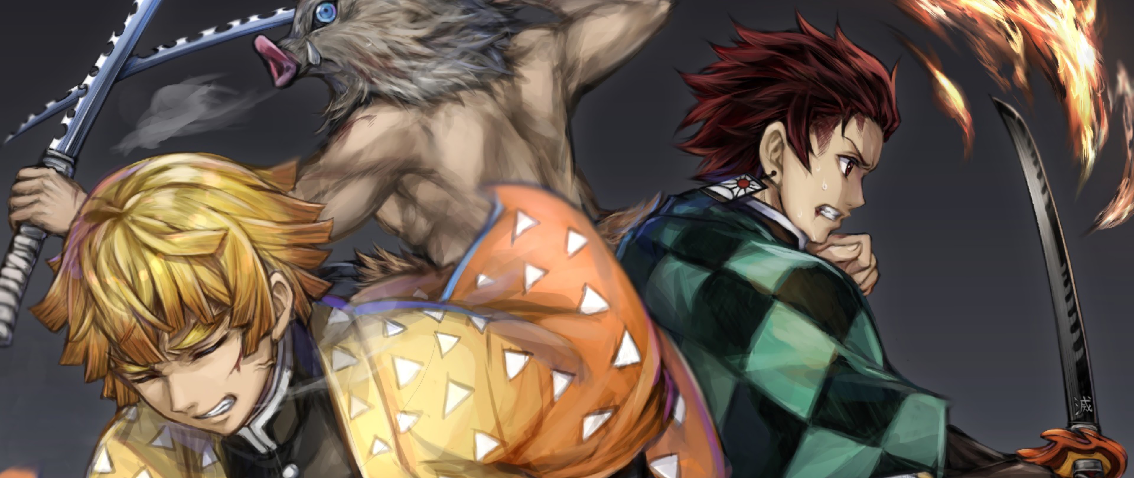 Zenitsu, Tanjiro, Inosuke, Kimetsu no Yaiba, 4K, #148 Wallpaper