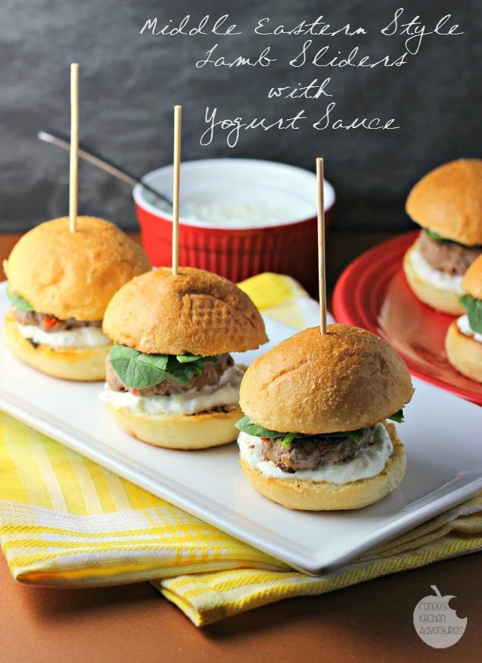 Middle Eastern Style Lamb Sliders with Yogurt Sauce:  They will make you say "I love EWE!" #LocalLambGlobalFlavor #CleverGirls